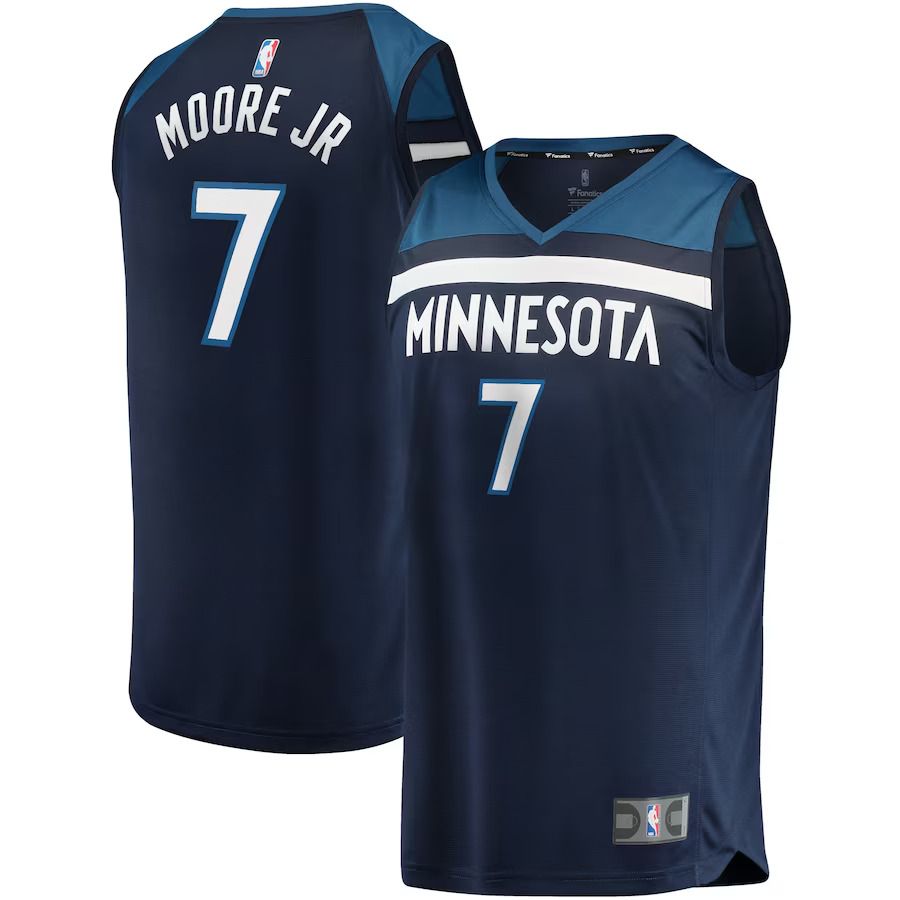 Men Minnesota Timberwolves 7 Wendell Moore Jr. Fanatics Branded Navy Draft First Round Pick Fast Break Replica Player NBA Jersey